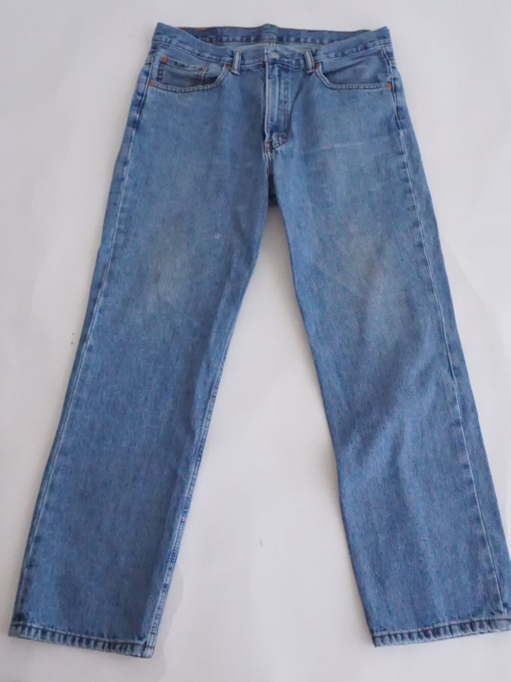 Levi's Light Blue Red Tab Faded Wash Five Pocket Mid Rise Straight Jeans 36x30
